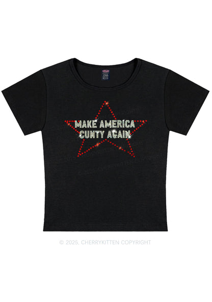 Curvy Rhinestone Make America Cxxty Again Y2K Baby Tee Cherrykitten