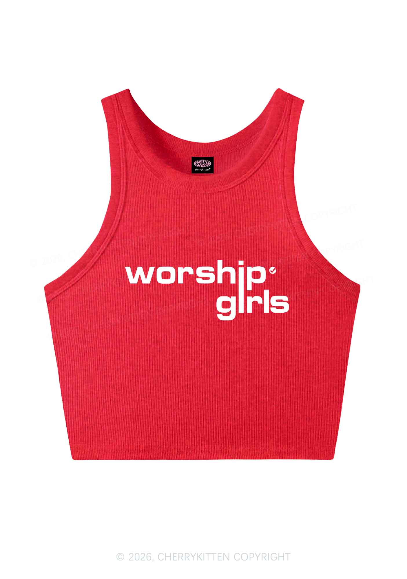 Worship Girls Pride Y2K Crop Tank Top Cherrykitten