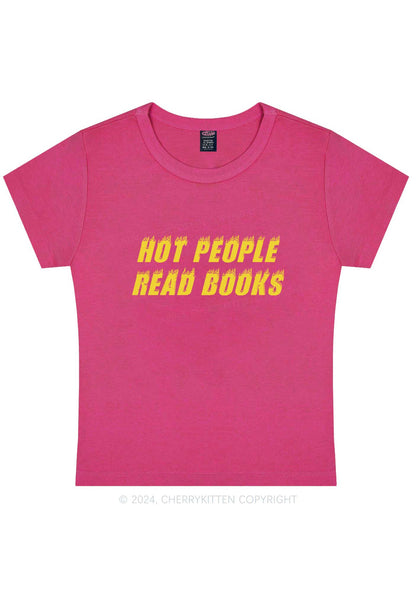 Hot People Read Books Y2K Baby Tee Cherrykitten