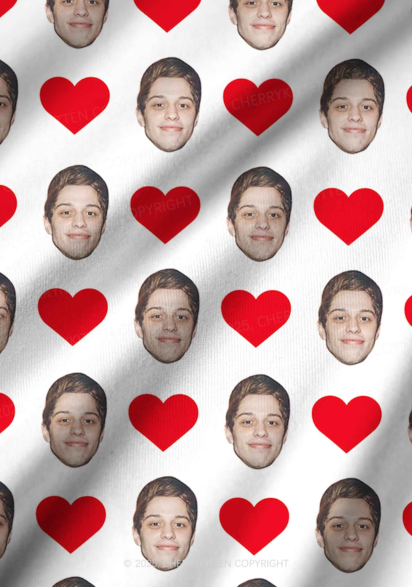 Custom White Hearts Photo Y2K Valentine's Day Y2K Print Long Sleeve Pajama Set Cherrykitten