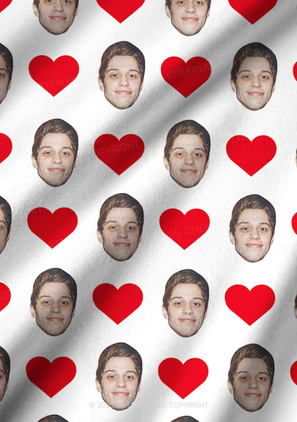 Custom White Hearts Photo Y2K Valentine's Day Y2K Print Long Sleeve Pajama Set Cherrykitten