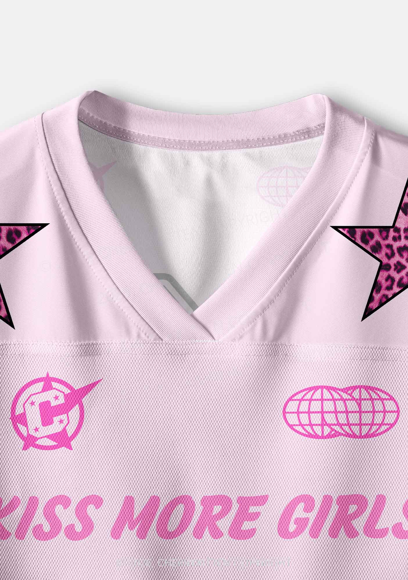 Kiss More Girls Pink Leopard Pride Y2K Crop Sport Jersey Shirts Cherrykitten