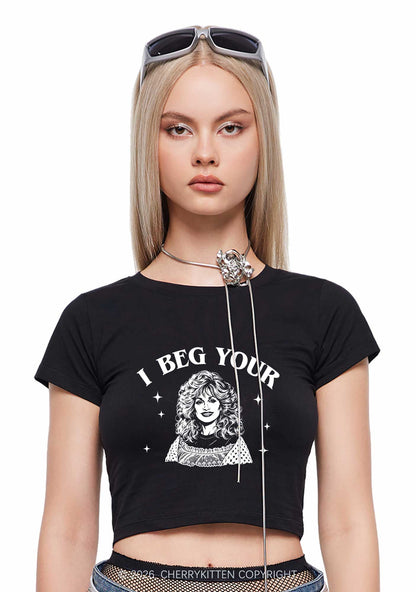 I Beg Your DP Y2K Baby Tee Cherrykitten