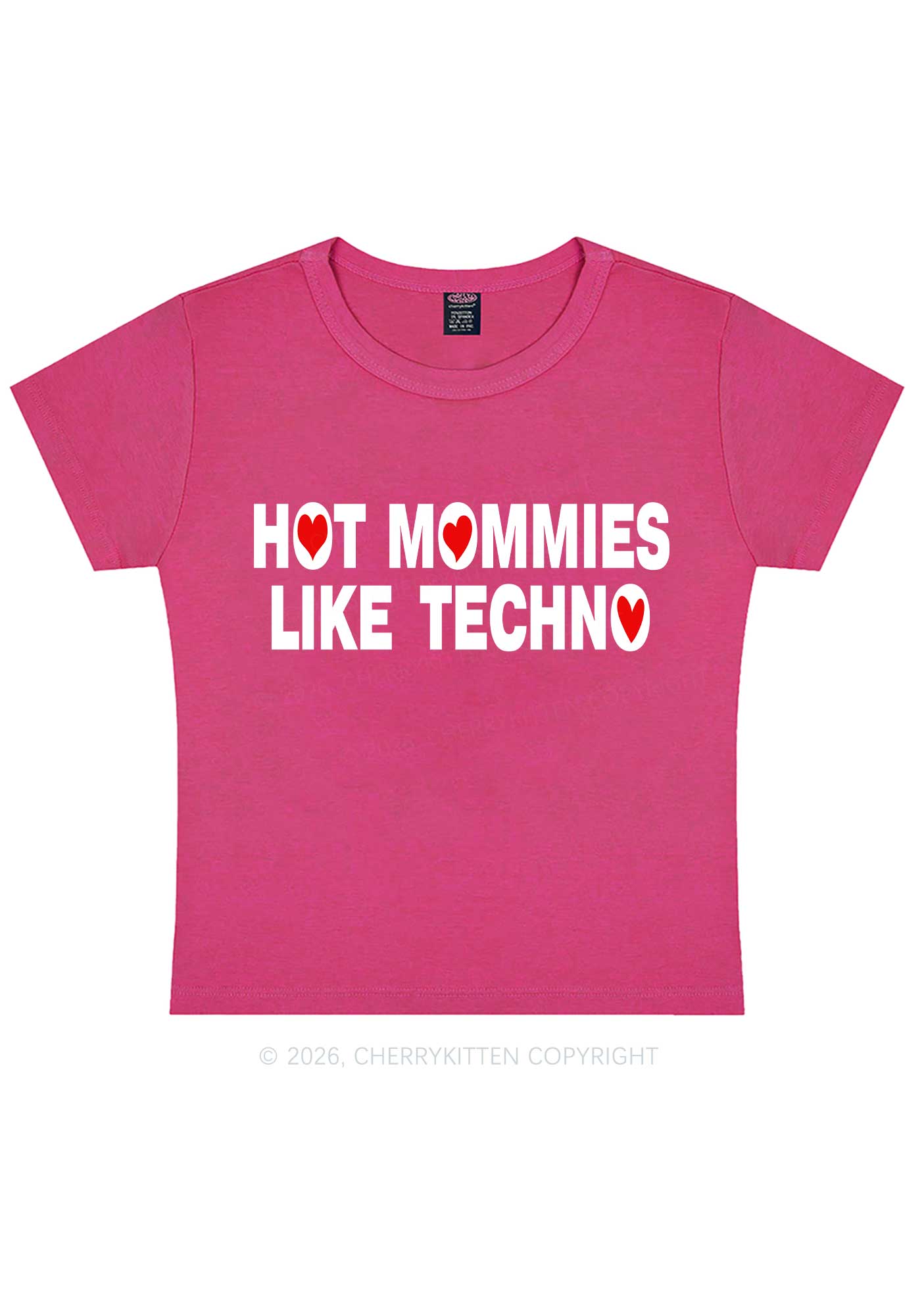 Hot Mommies Like Techno Y2K Baby Tee Cherrykitten