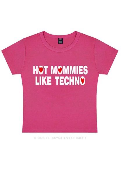 Hot Mommies Like Techno Y2K Baby Tee Cherrykitten