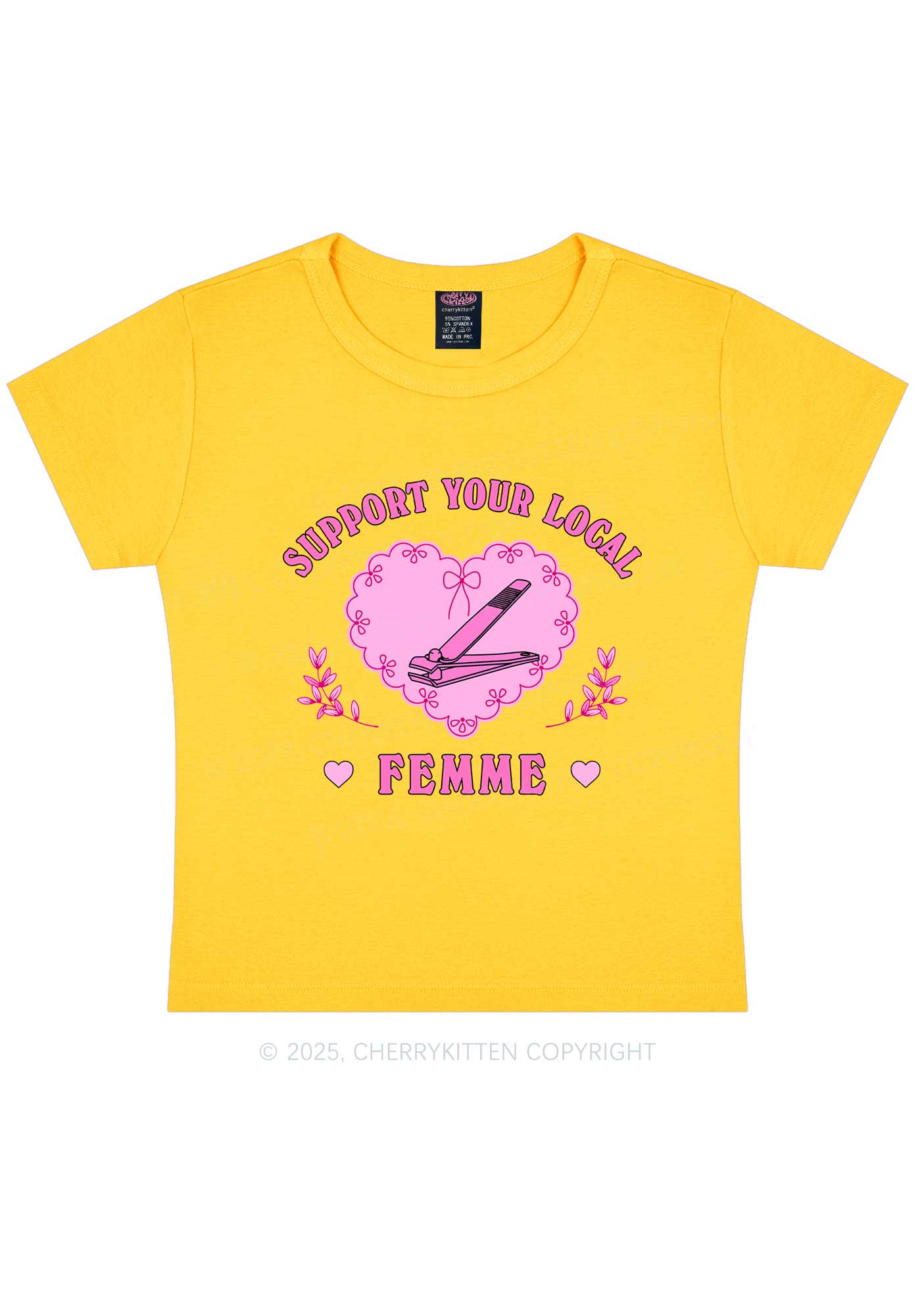 Support Your Local Femme Y2K Baby Tee Cherrykitten