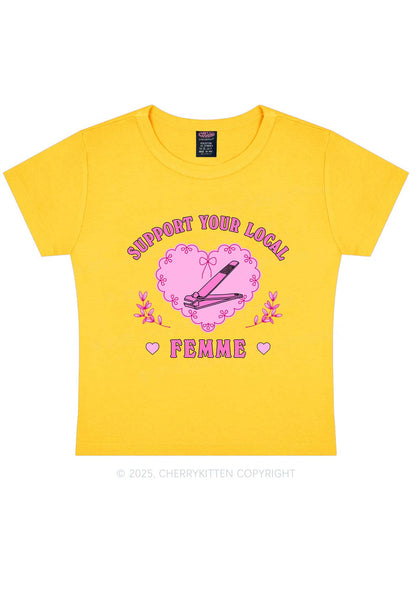 Support Your Local Femme Y2K Baby Tee Cherrykitten