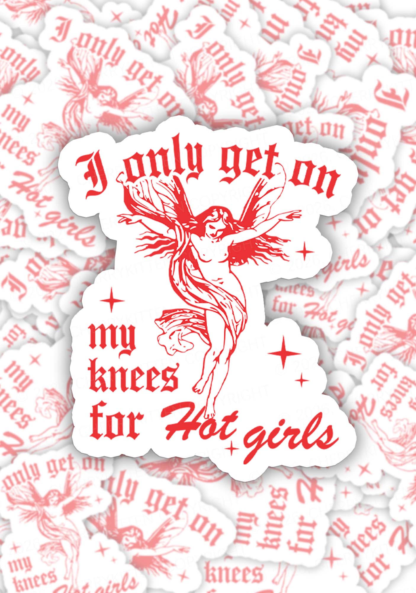 On My Knees For Hot Girls Pride 1pc Y2K Sticker Cherrykitten