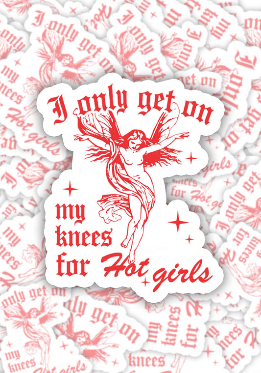 On My Knees For Hot Girls Pride 1pc Y2K Sticker Cherrykitten