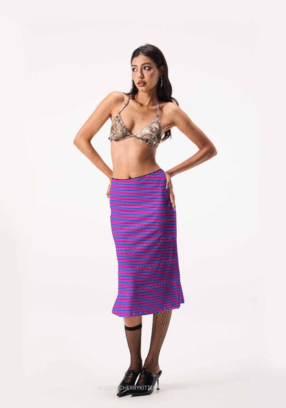 Bisexual Stripes Pride Y2K Print Midi Skirt Cherrykitten