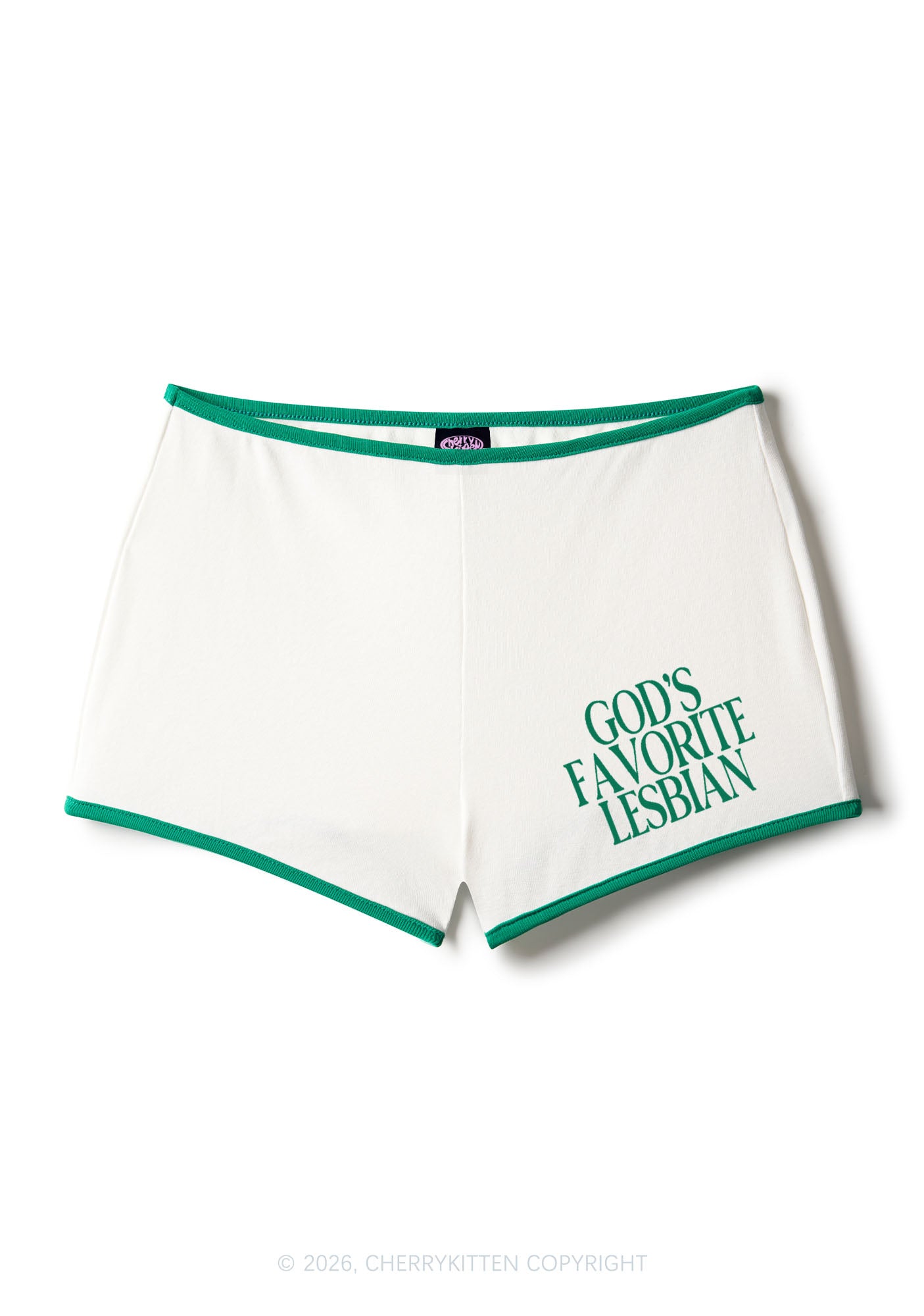 Gods Favorite Lesbian Pride Y2K Booty Shorts Cherrykitten