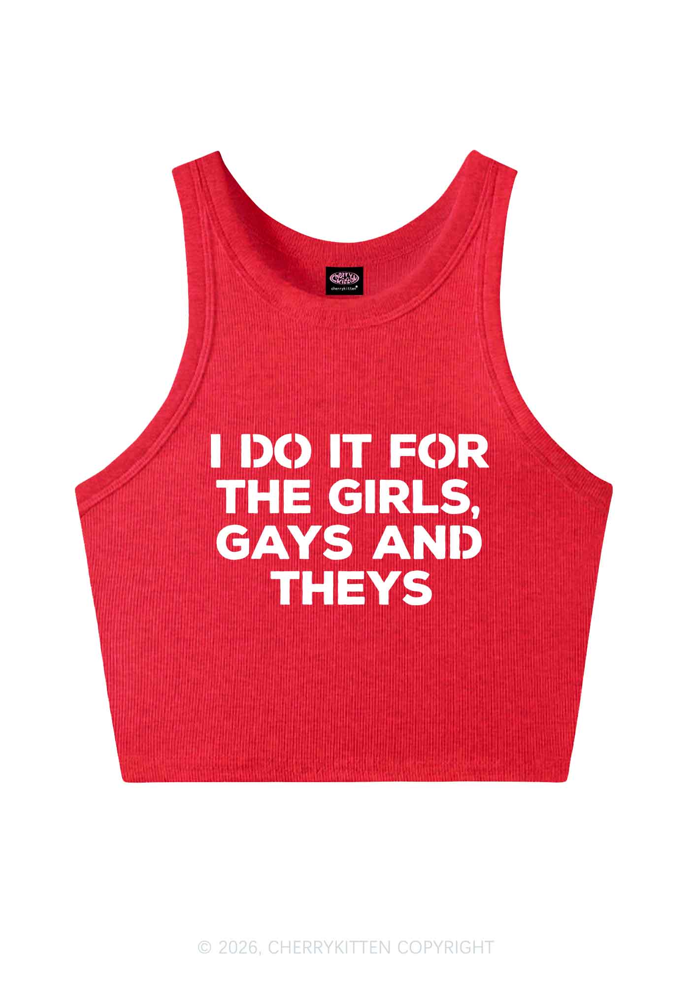 Girls Gays Theys Pride Y2K Crop Tank Top Cherrykitten