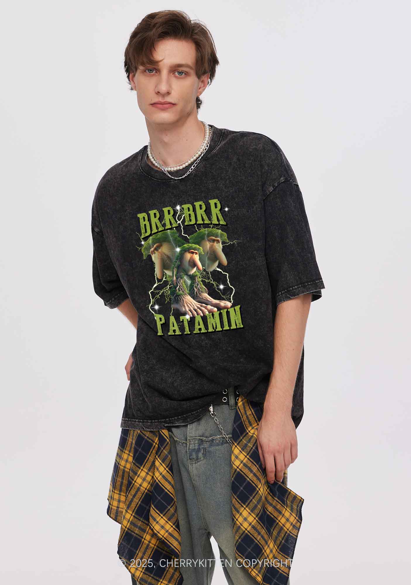 Brr Brr Patapim Italian Brainrot Shirt Y2K Shirts Washed Tee Cherrykitten