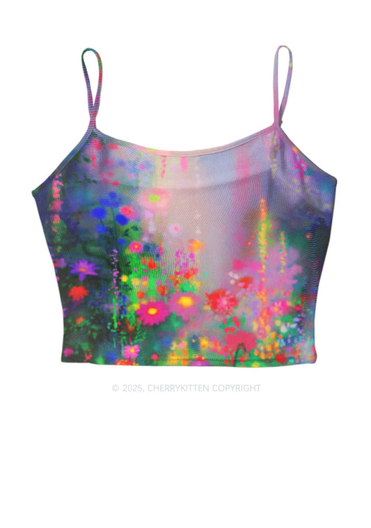 Colorful Daisies Y2K Mesh Cami Tank Cherrykitten
