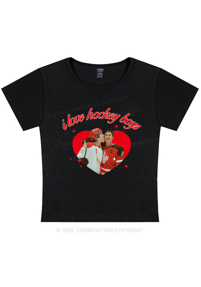 I Love Hockey Boys HR Y2K Baby Tee Cherrykitten