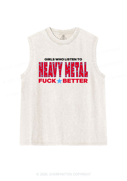 Girls Listen Heavy Metal Y2K Washed Muscle Tank Cherrykitten