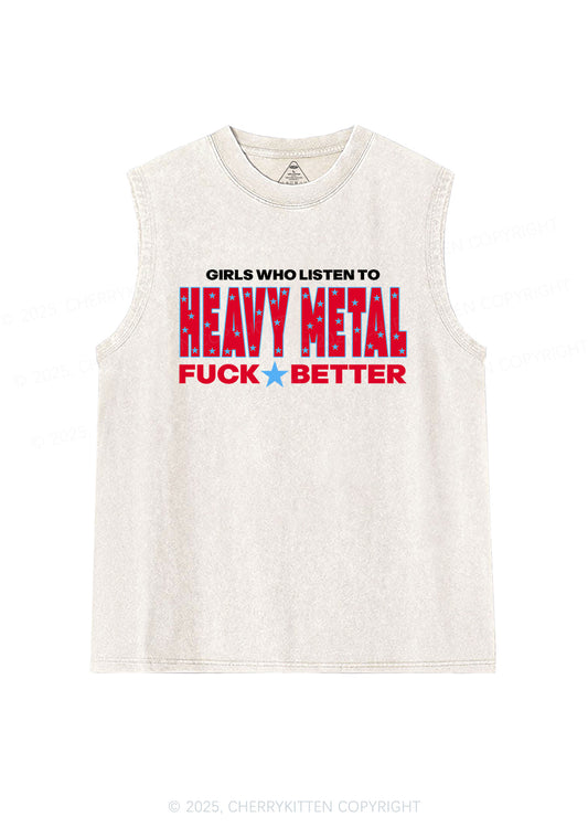 Girls Listen Heavy Metal Y2K Washed Muscle Tank Cherrykitten