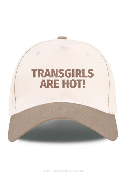 Embroidered Transgirls Are Hot Pride Y2K Color Block Baseball Cap Cherrykitten