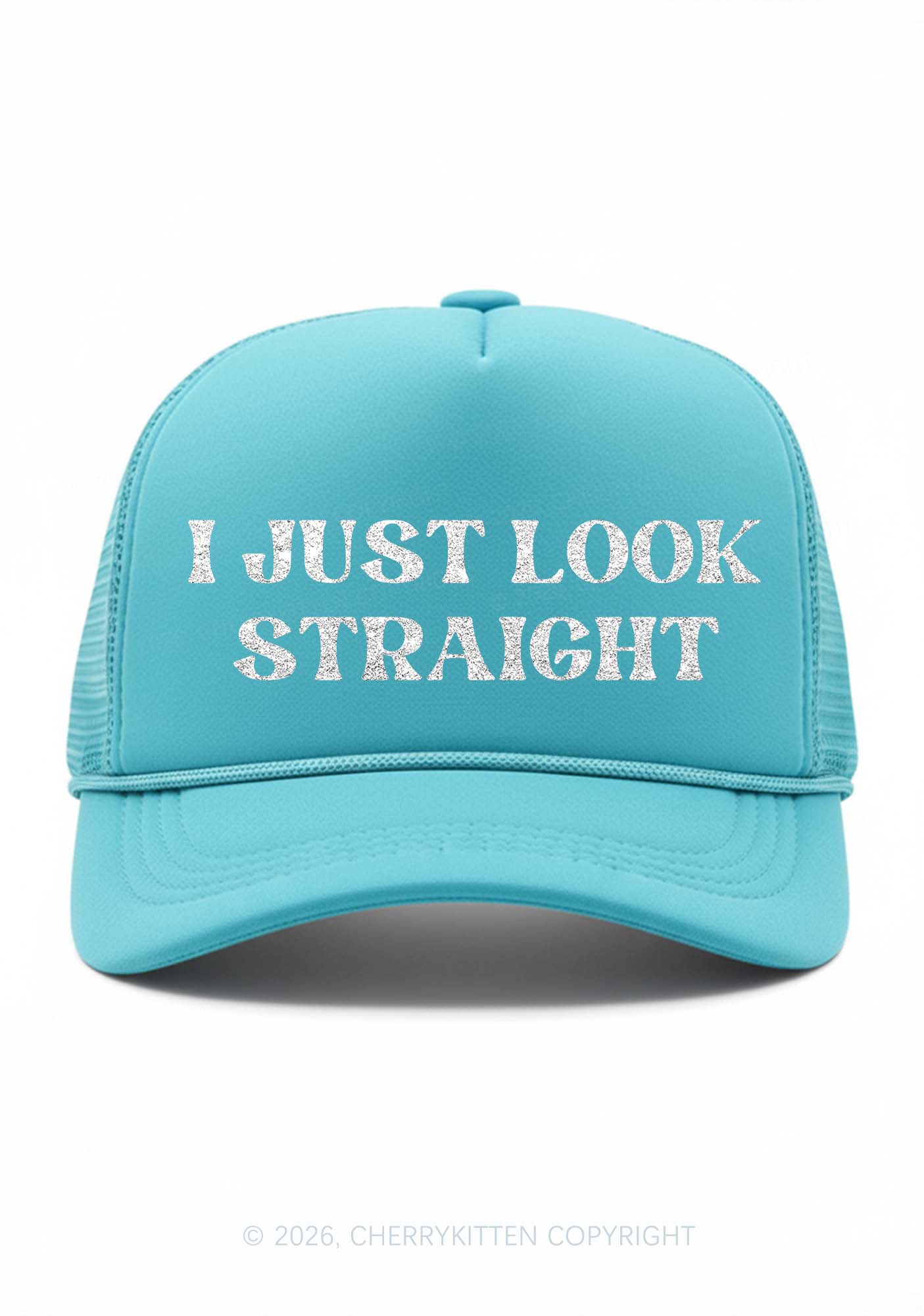Glitter I Just Look Straight Pride Y2K Trucker Hat Cherrykitten