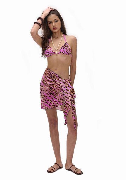 Sparkle Pink Leopard Y2K Print Bikini Set Cherrykitten