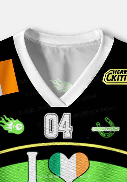 Custom I Love Irish Exits St Patricks Y2K Crop Sport Jersey Shirts Cherrykitten