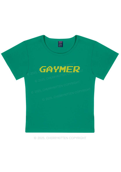 Gaymer Pride Y2K Baby Tee Cherrykitten