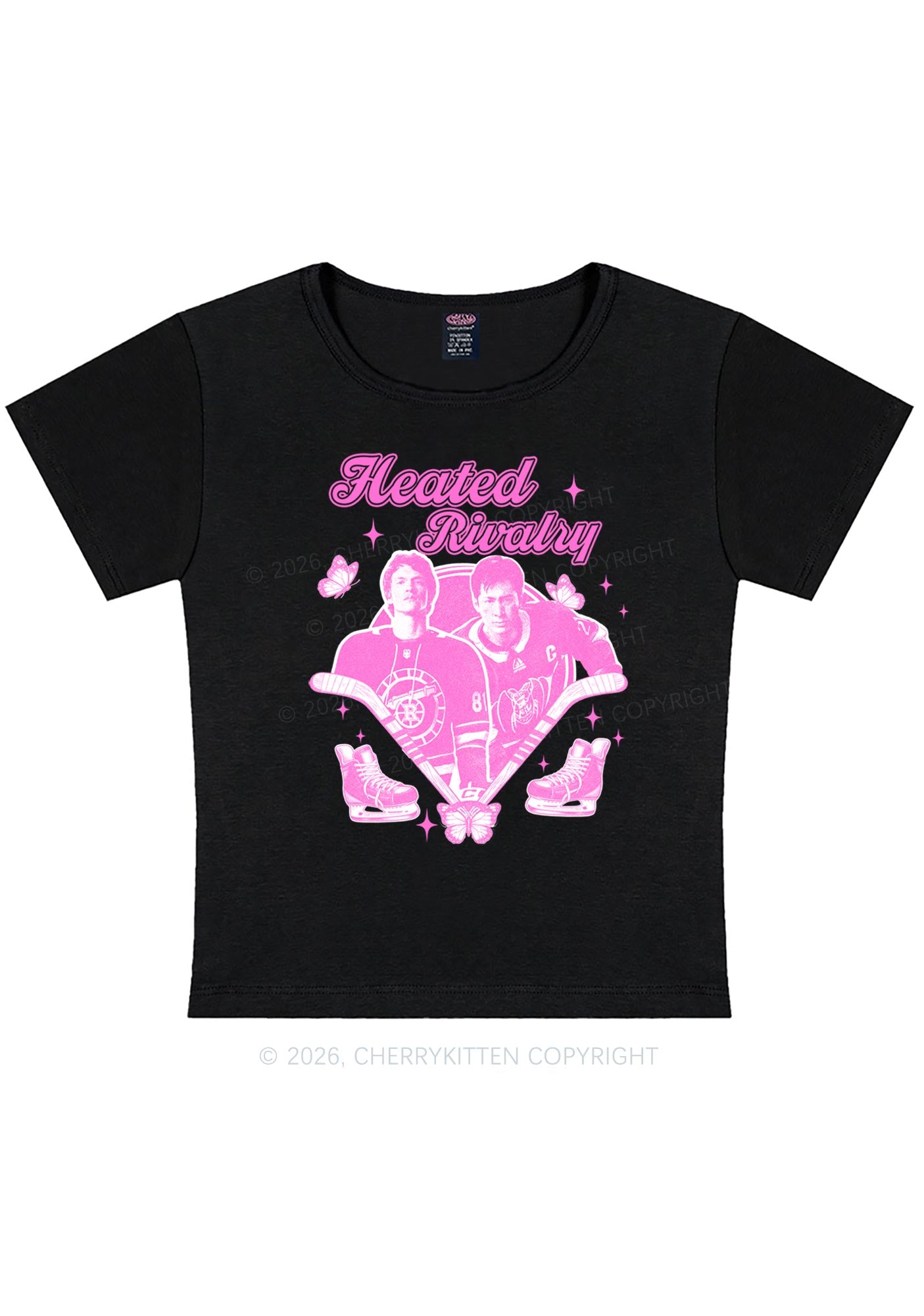 Retro Hockey Elements Y2K Baby Tee Cherrykitten