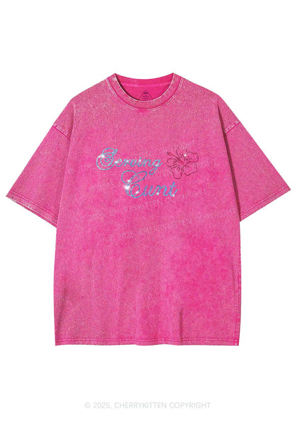 Rhinestone Serving Cxxt Y2K Shirts Washed Tee Cherrykitten