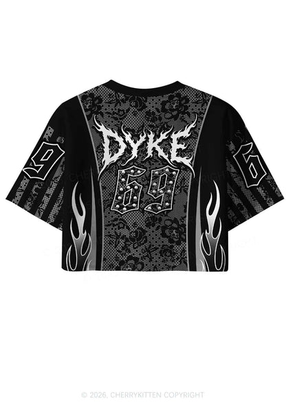 Punk Rivets Dyke Pride Y2K Crop Sport Jersey Shirts Cherrykitten
