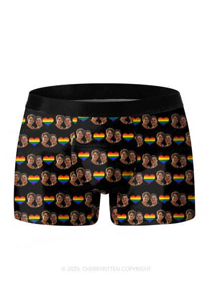 Custom Gay Couple Photo Valentine's Day Y2K Print Couples Boxer Briefs Set Cherrykitten