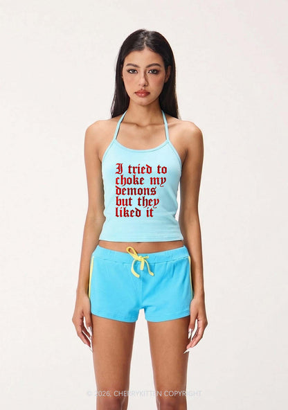 Halloween Choke Demons They Liked Y2K Halter Neck Cami Cherrykitten