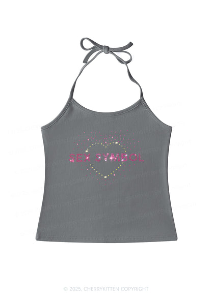 Rhinestone Sx Symbol Y2K Halter Neck Cami Cherrykitten