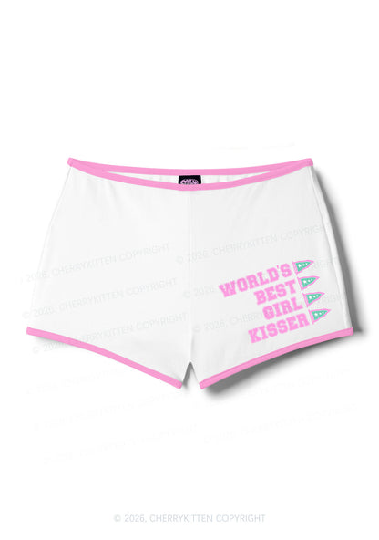 Worlds Best Girl Kisser Pride Y2K Booty Shorts Cherrykitten