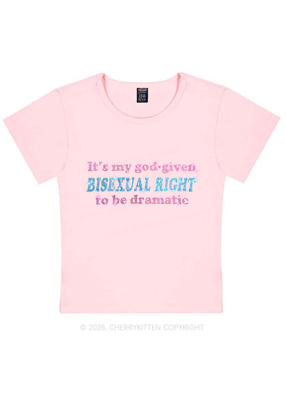Rhinestone God Given Bisexual Right Pride Y2K Baby Tee Cherrykitten