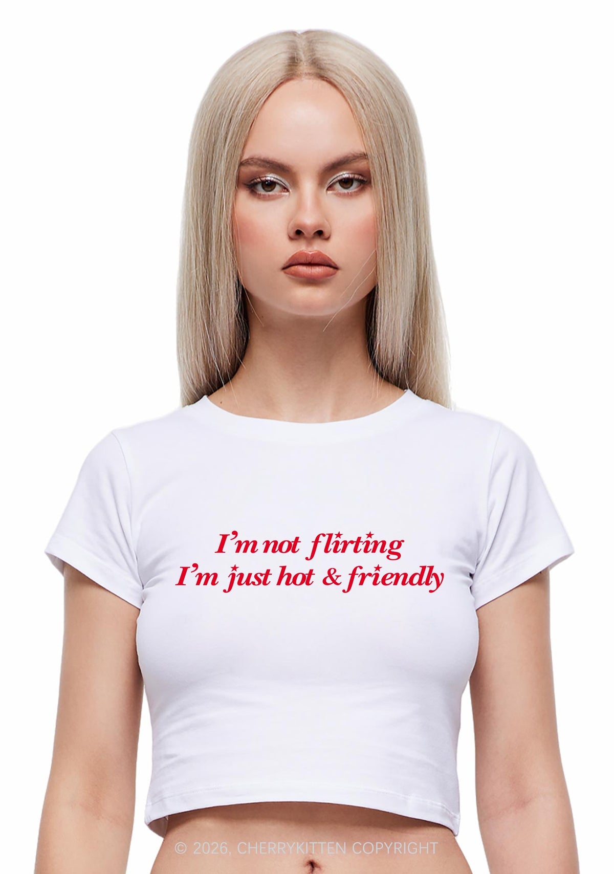 Just Hot And Friendly Y2K Baby Tee Cherrykitten