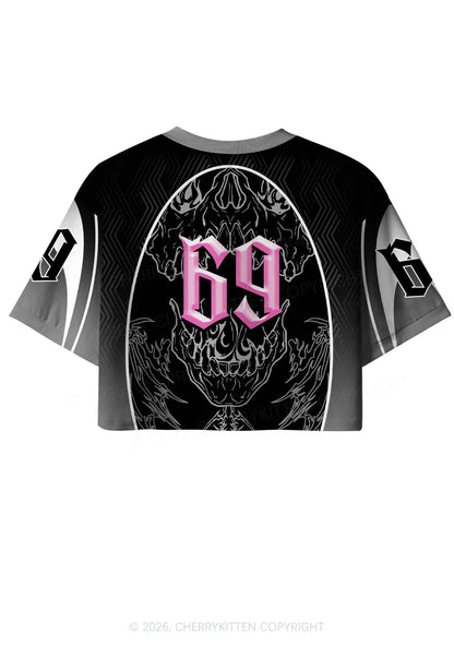 Fxxk Terfs Gothic Skull Pride Y2K Crop Sport Jersey Shirts Cherrykitten