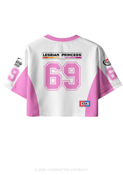 White Lesbian Princess Pride Y2K Crop Sport Jersey Shirts Cherrykitten