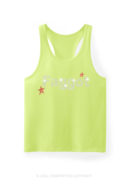Rhinestone Faggot Pride Y2K Men Racerback Tank Top Cherrykitten