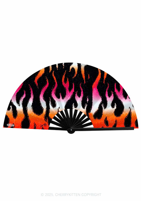 Lesbian Flame Pride Y2K Rave Hand Fan Cherrykitten