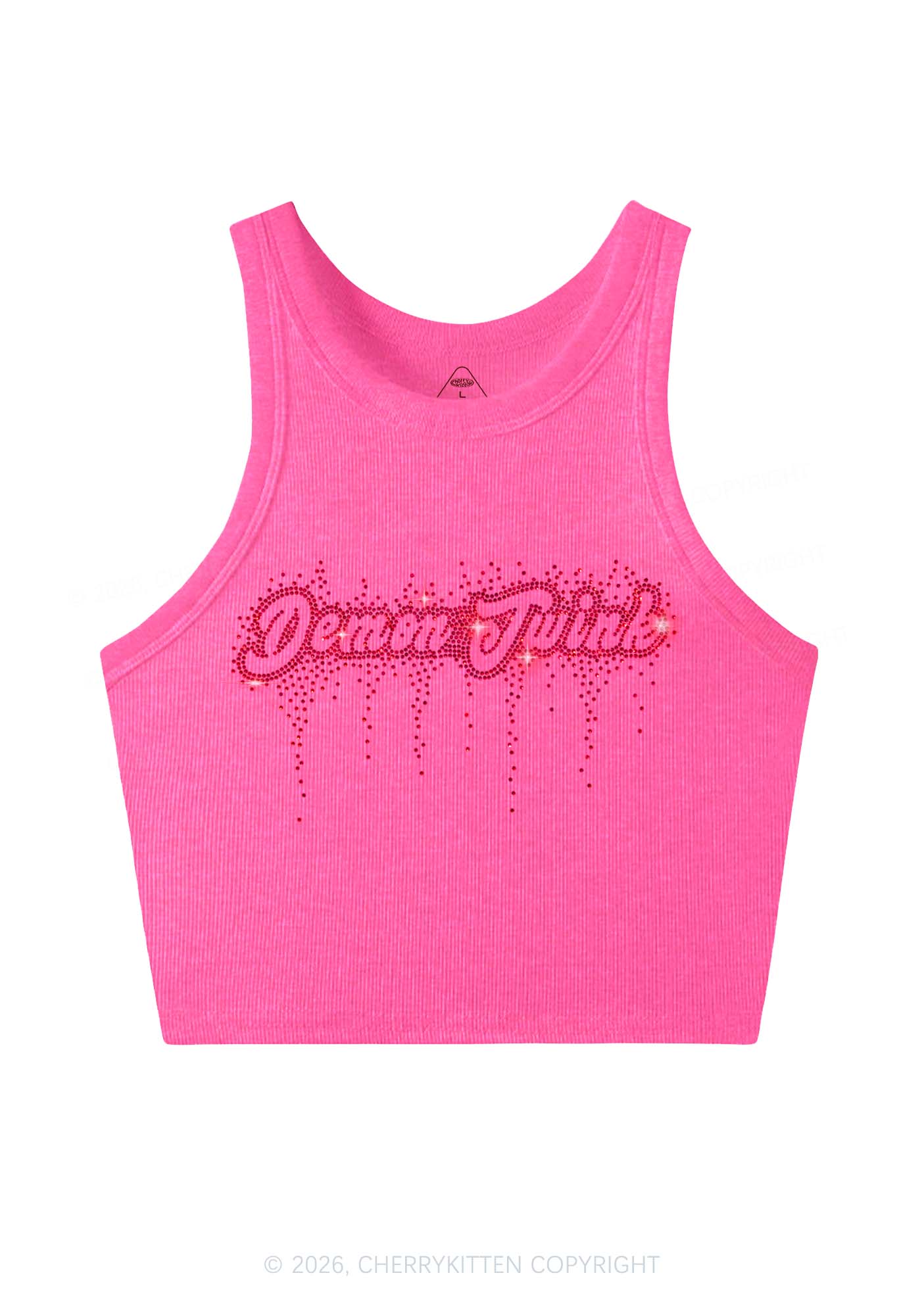 Rhinestone Demon Twink Pride Y2K Crop Tank Top Cherrykitten