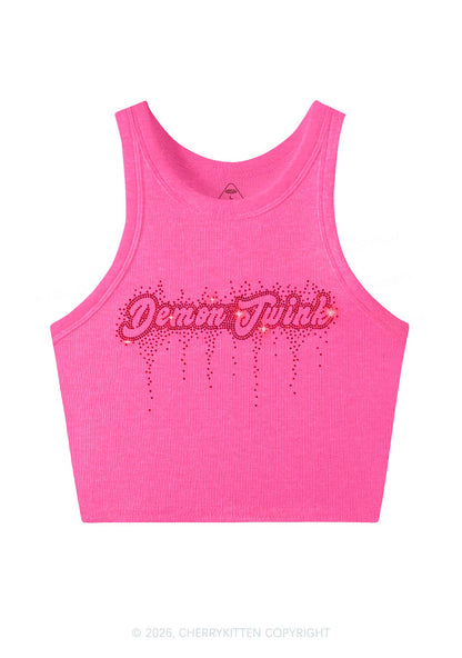 Rhinestone Demon Twink Pride Y2K Crop Tank Top Cherrykitten