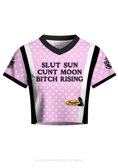 Slxt Sun Cxxt Moon Bxtch Rising Y2K Crop Football Jersey Shirts Cherrykitten
