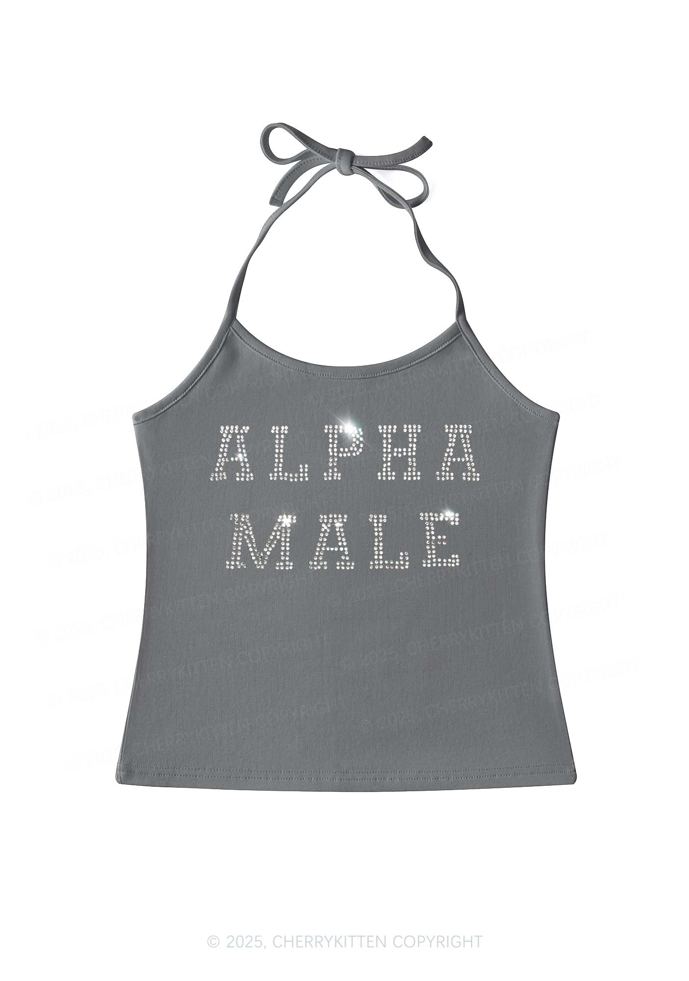 Rhinestone Alpha Male Y2K Halter Neck Cami Cherrykitten