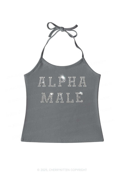 Rhinestone Alpha Male Y2K Halter Neck Cami Cherrykitten