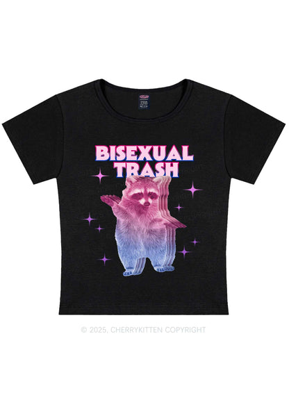 Bisexual Trash Raccoon Pride Y2K Baby Tee Cherrykitten