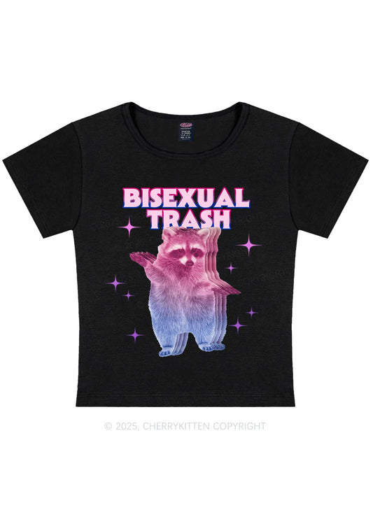 Bisexual Trash Raccoon Pride Y2K Baby Tee Cherrykitten