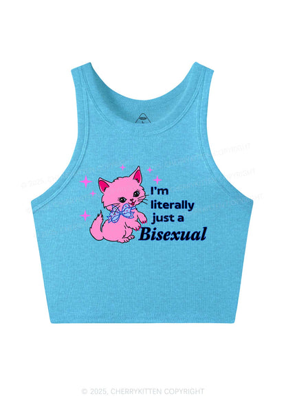 Literally Just A Bisexual Pride Y2K Crop Tank Top Cherrykitten