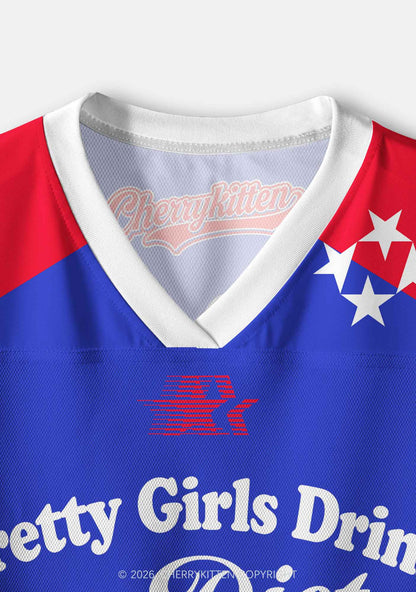 Blue Pretty Girls Drink Diet Cola Y2K Crop Sport Jersey Shirts Cherrykitten