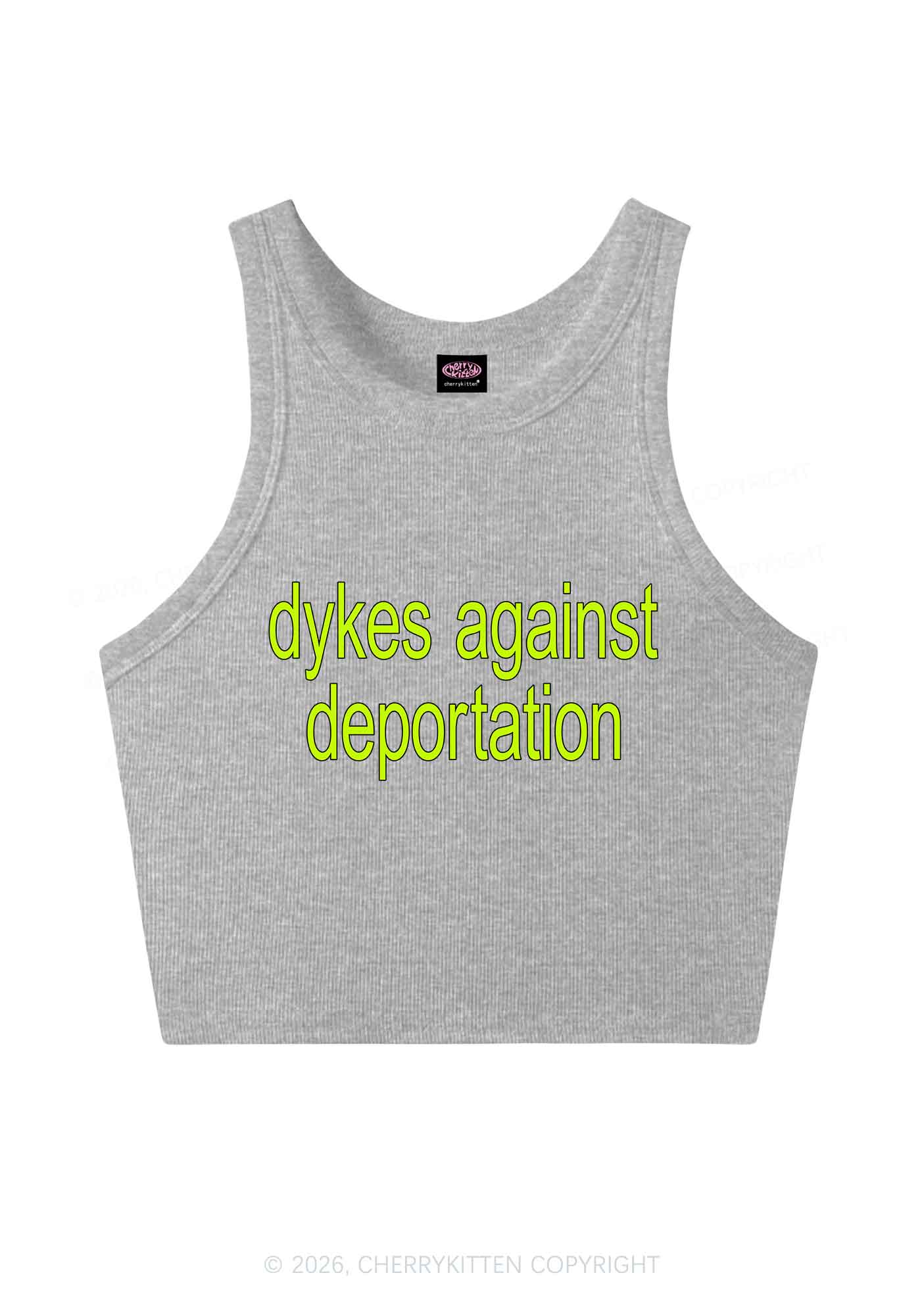 Dykes Against Deportation Pride Y2K Crop Tank Top Cherrykitten
