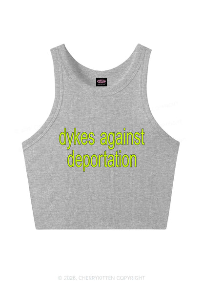 Dykes Against Deportation Pride Y2K Crop Tank Top Cherrykitten